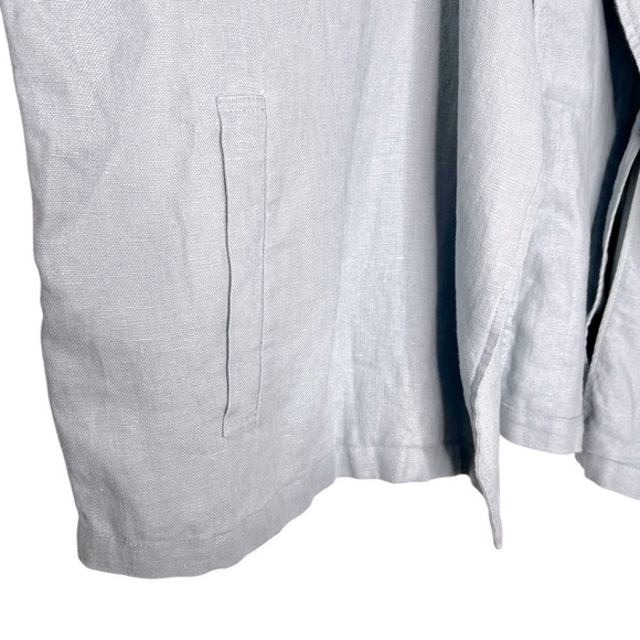 Eileen Fisher Heavy Organic Linen Drape Front Jacket Dawn Blue Size L NEW - Picture 7 of 11